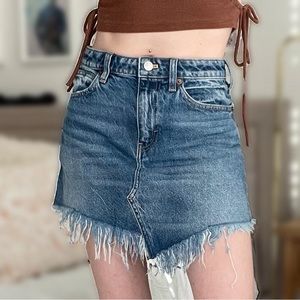Denim Fringe Mini Skirt size 24 - Free People / We the Free